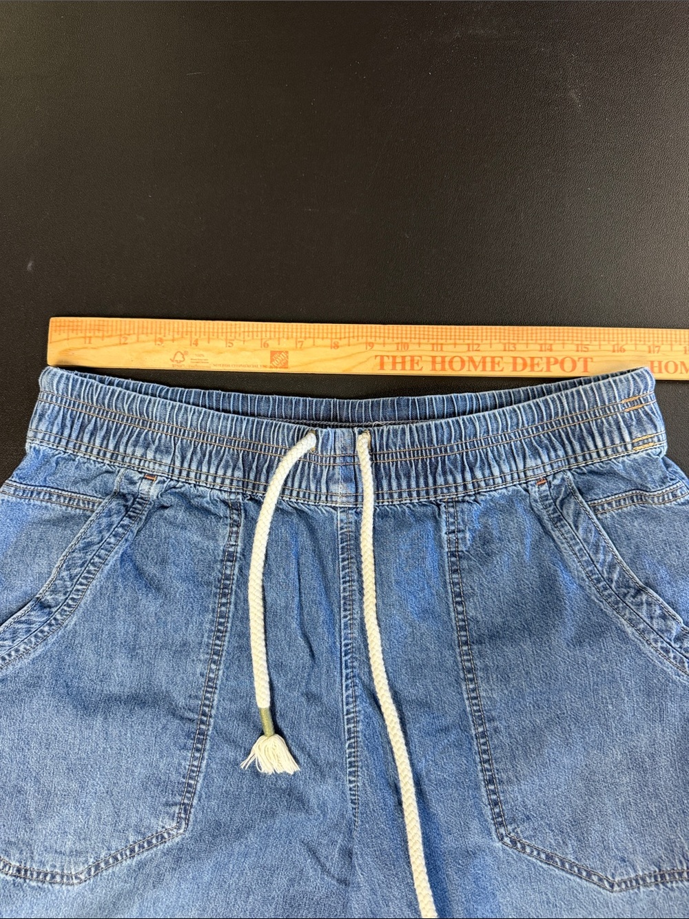 Free People - We The Free Easy Pull on Blue Wide Leg Denim Jeans Large - Picture 7 of 8
